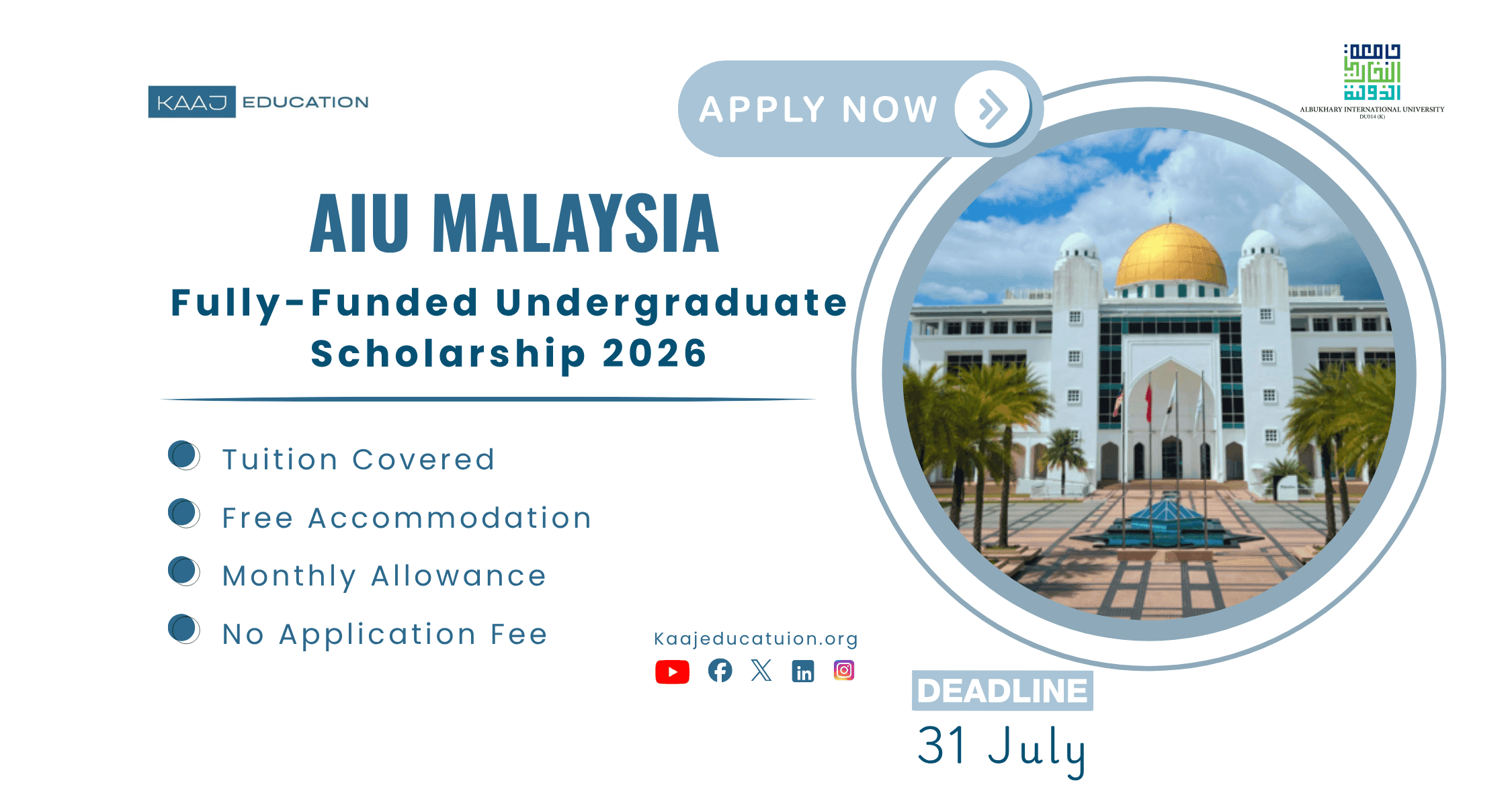 AIU Malaysia Fully-Funded Undergraduate Scholarship 2026